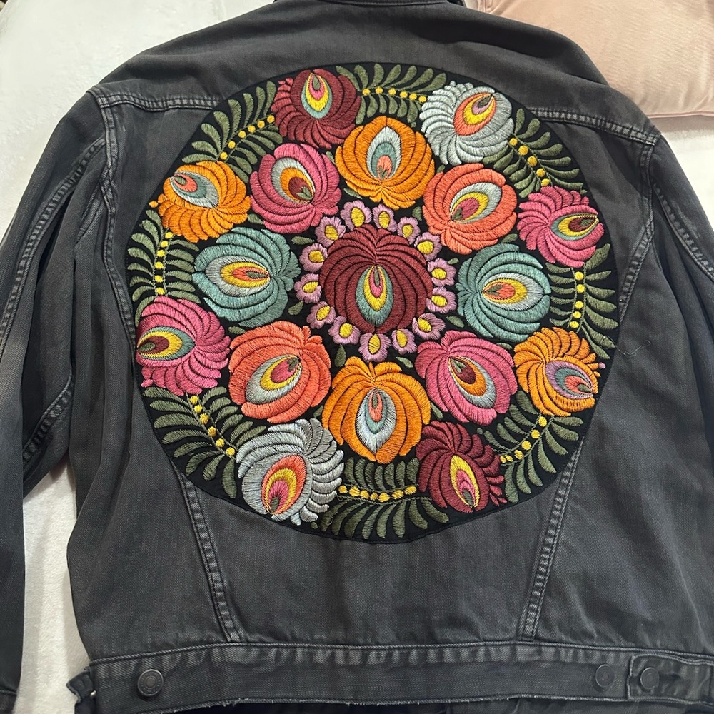 Free people black denim jacket